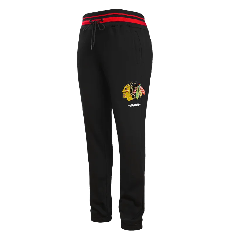 Limited Time Offer NHL CHICAGO BLACKHAWKS SCRIPT TAIL MEN'S RIB FLC SWEATPANT (BLACK/RED/BLACK) Limited Time Offer NHL CHICAGO BLACKHAWKS SCRIPT TAIL MEN'S RIB FLC SWEATPANT (BLACK/RED/BLACK)