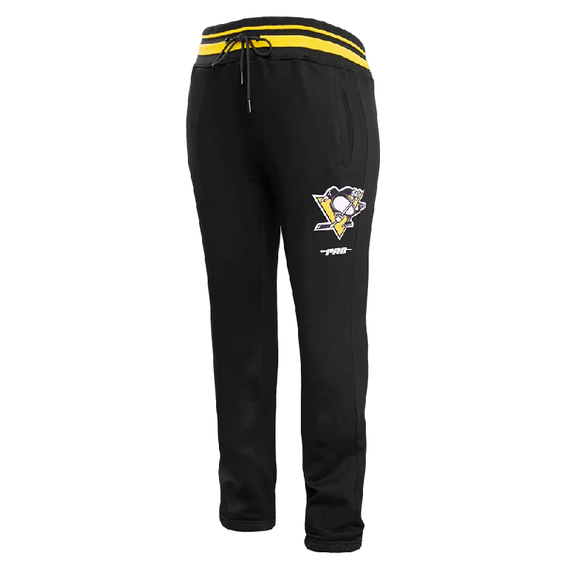 Weekend Deal NHL PITTSBURGH PENGUINS SCRIPT TAIL MEN'S RIB FLC SWEATPANT (BLACK/YELLOW)